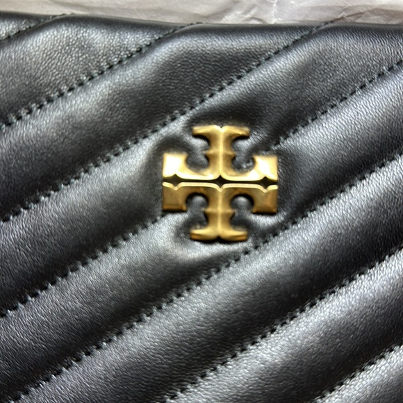 New Tory Burch Black Tote with Golden Chain Kira Chevron  New $598 - Picture 2 of 9